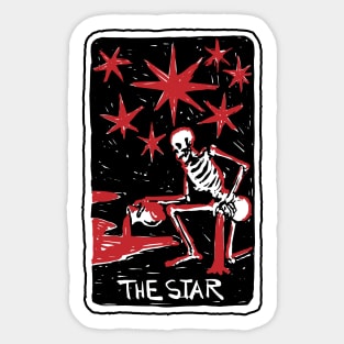 The Star Blood Red Skeleton Skull Tarot Card Sticker